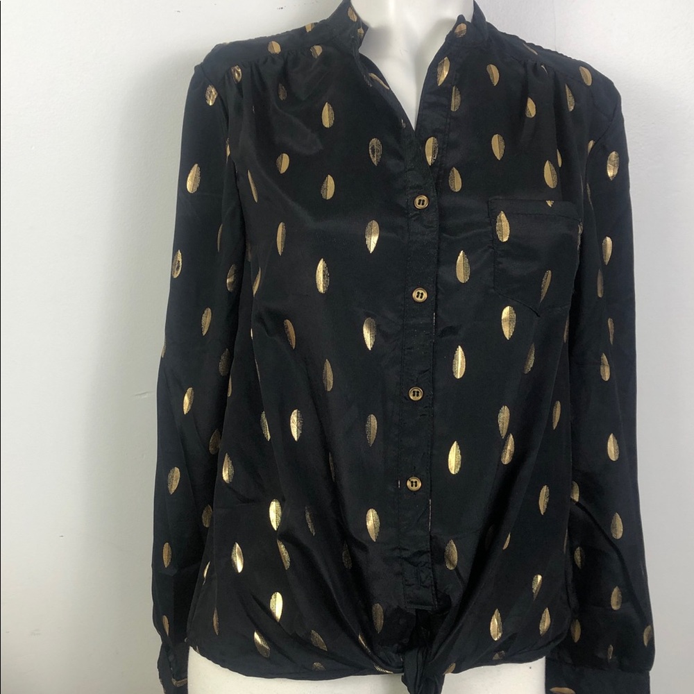 Helium Black & Gold Tie Front Shirt